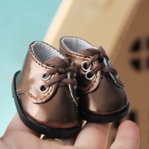 Обувь для кукол - ботиночки лаковые коричневые 5 см