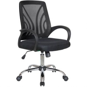 Кресло Riva Chair 8099 черное для оператора, хром, спинка сетка