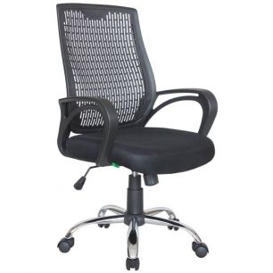 Кресло Riva Chair 8081 черное для оператора, хром, пластиковая спинка