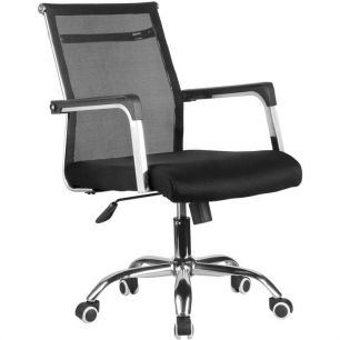 Кресло Riva Chair 706 E черное для оператора, хром, спинка сетка