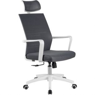 Кресло Riva Chair A819 серое для оператора, белый пластик, спинка сетка