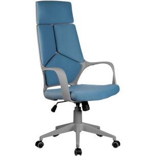 Кресло Riva Chair 8989 синее для руководителя, серый пластик, ткань