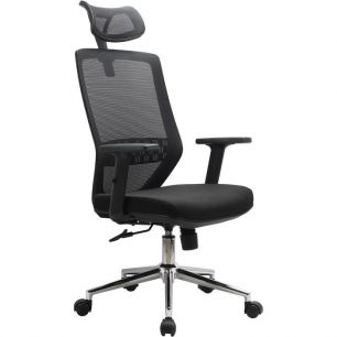 Кресло Riva Chair 833 H черное для руководителя, хром, спинка сетка