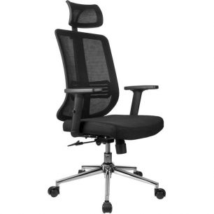 Кресло Riva Chair A663 черное для руководителя, хром, спинка сетка