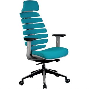Кресло Riva Chair SHARK лазурный для руководителя, алюминий, серый пластик, ткань