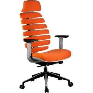 Кресло Riva Chair SHARK оранжевый для руководителя, алюминий, серый пластик, ткань