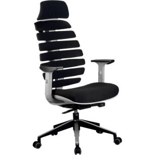 Кресло Riva Chair SHARK черный для руководителя, алюминий, серый пластик, ткань