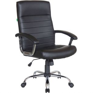 Кресло Riva Chair 9154 черное для руководителя, хром, экокожа
