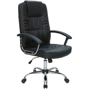 Кресло Riva Chair 9082-2 черное для руководителя, хром, экокожа