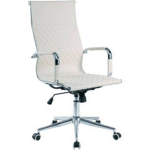 Кресло Riva Chair 6016-1 S бежевое для руководителя, хром, экокожа