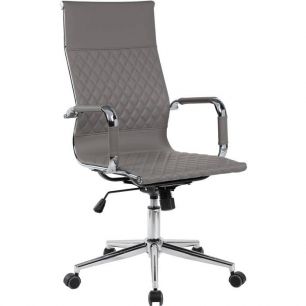 Кресло Riva Chair 6016-1 S серое для руководителя, хром, экокожа