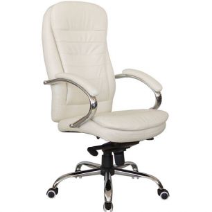 Кресло Riva Chair 9024 бежевое для руководителя, хром, экокожа