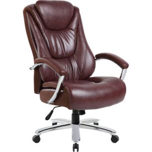 Кресло Riva Chair 9373 коричневое для руководителя, хром, экокожа, усиленное до 250 кг