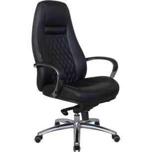 Кресло Riva Chair F185 черное для руководителя, хром, кожа