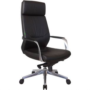 Кресло Riva Chair A1815 черное для руководителя, алюминий, кожа