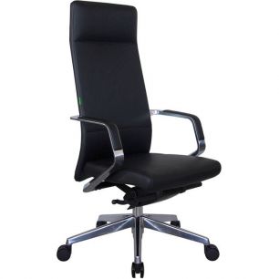 Кресло Riva Chair A1811 черное для руководителя, алюминий, кожа