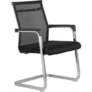 Кресло Riva Chair 801 E черное для посетителя, хром, спинка сетка