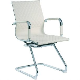 Кресло Riva Chair 6016-3 бежевое для посетителя, хром, экокожа