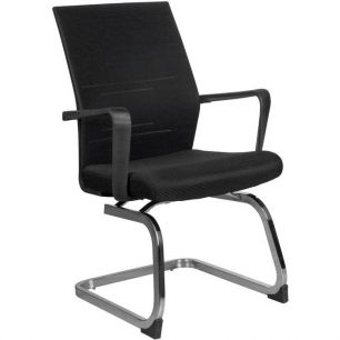 Кресло Riva Chair G818 черное для посетителя, хром, спинка сетка