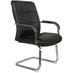 Кресло Riva Chair 9249-4 черное для посетителя, хром, экокожа