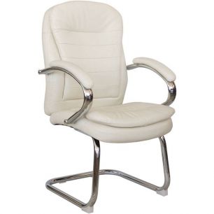 Кресло Riva Chair 9024-4 бежевое для посетителя, хром, экокожа