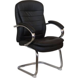 Кресло Riva Chair 9024-4 черное для посетителя, хром, экокожа
