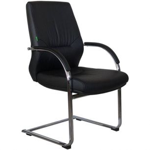 Кресло Riva Chair C1815 черное для посетителя, хром, кожа