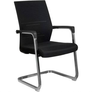 Кресло Riva Chair D818 черное для посетителя, хром, спинка сетка