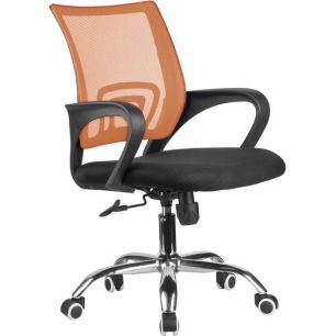 Кресло Riva Chair 8085 JE оранжевое для оператора, хром, спинка сетка