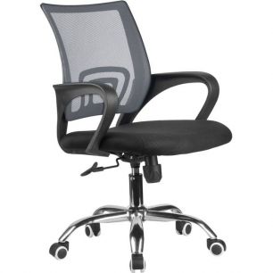 Кресло Riva Chair 8085 JE серое для оператора, хром, спинка сетка