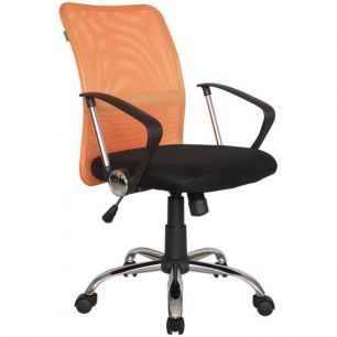 Кресло Riva Chair 8075 оранжевое для оператора, хром, спинка сетка