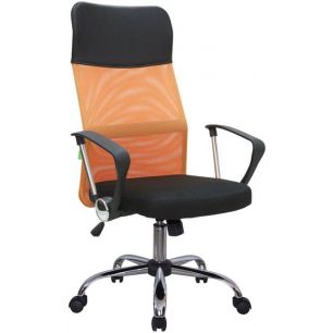Кресло Riva Chair 8074 оранжевое для оператора, хром, спинка сетка
