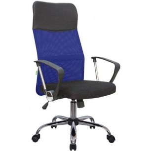 Кресло Riva Chair 8074 синее для оператора, хром, спинка сетка