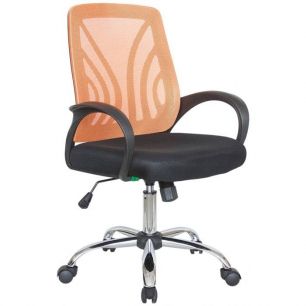 Кресло Riva Chair 8099 оранжевое для оператора, хром, спинка сетка