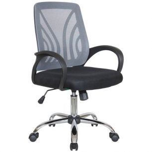 Кресло Riva Chair 8099 серое для оператора, хром, спинка сетка