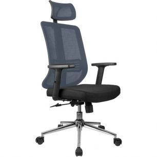 Кресло Riva Chair A663 серое для руководителя, хром, спинка сетка