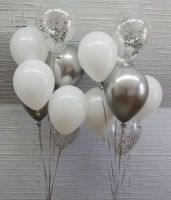 Гелиевые шары набор серебро и белые