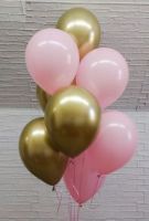 Гелиевые шары набор розовый и золото хром