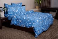 Поплин 2-х спальный с евро [синий] Валентинка постельное белье