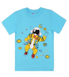 Голубая футболка для мальчика с космонавтом