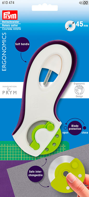 Раскройный нож PRYM ERGONOMICS, Ø45 мм., высококачественная сталь/пластик (PR-610474)