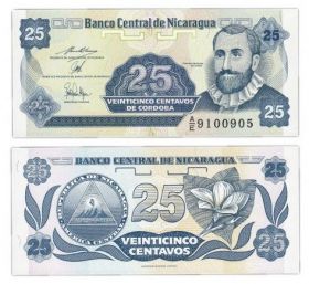 Банкнота Никарагуа 25 сентаво 1991