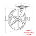 Чугунное колесо 200мм (поворотное) для мебели LOFT