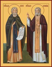 Икона Серафим Саровский и  Сергий Радонежский святители