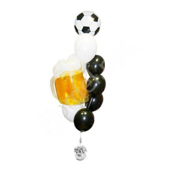 Гелиевые шары фонтан с пивной кружкой и футбольным мячом