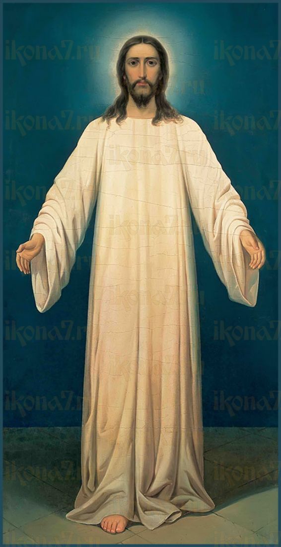 Мерная икона Спаситель в белом хитоне  (25x50см)