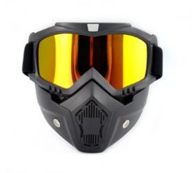 Очки маска для езды на мотоцикле и снегоходе стекло зеркальное желтое