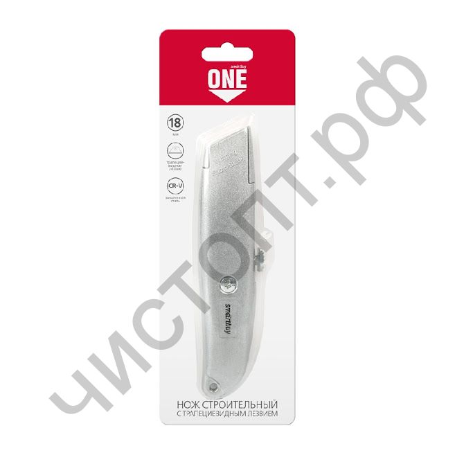 Строительный нож, трапециевидное лезвие, алюм. порошковый корпус, Smartbuy One Tools/144