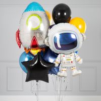 Гелиевые шары набор с ракетой и космонавтом