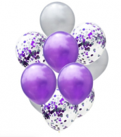 Фиолетовые латексные шары, воздушные шары с конфетти